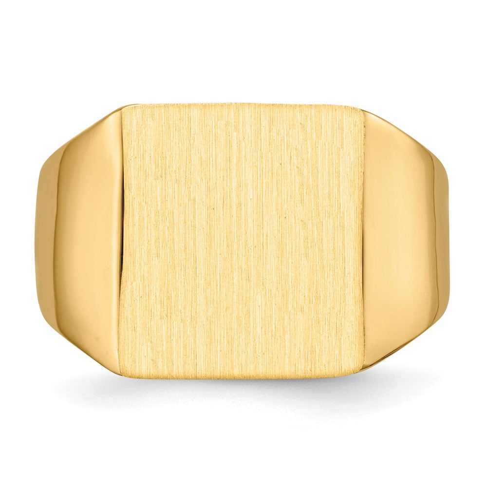 14k 12.0x13.0mm Square Closed Back Mens Signet Ring