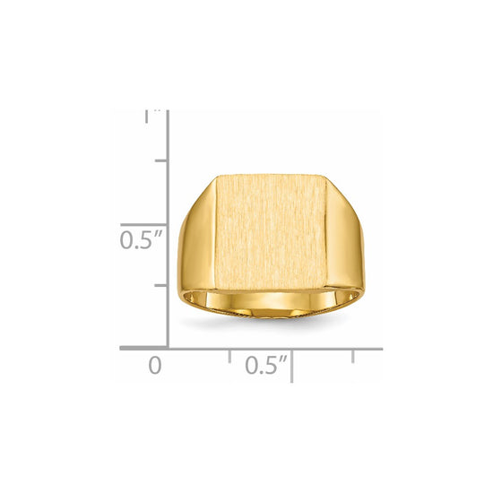 14k 12.0x13.0mm Square Closed Back Mens Signet Ring