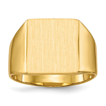 14k 12.0x13.0mm Square Closed Back Mens Signet Ring