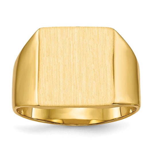 14k 12.0x13.0mm Square Closed Back Mens Signet Ring
