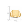 14k 11.0x11.5mm Square Open Back Signet Ring
