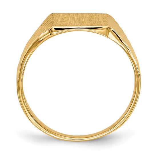 Gold Polished Grooved Closed Back Signet Ring