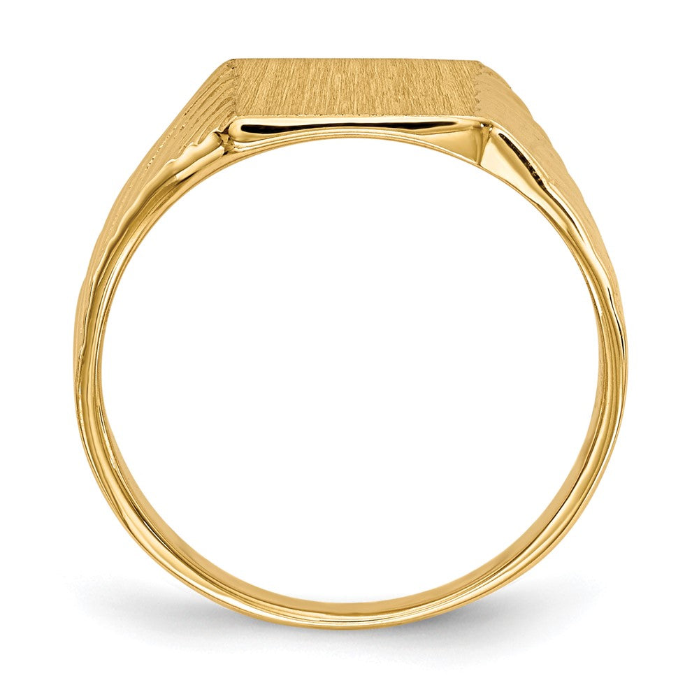Gold Polished Grooved Closed Back Signet Ring