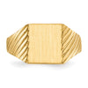 Gold Polished Grooved Closed Back Signet Ring