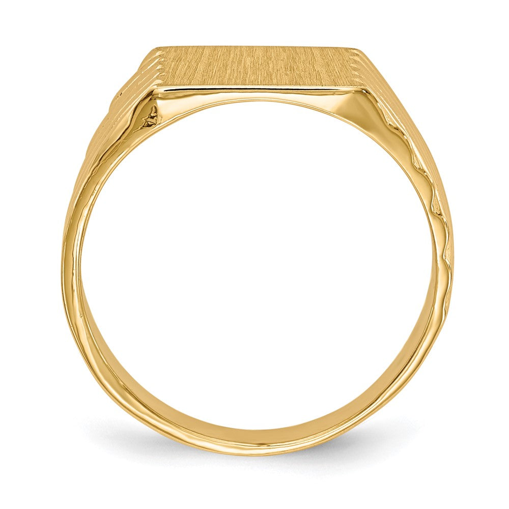 Gold Polished Grooved Closed Back Signet Ring