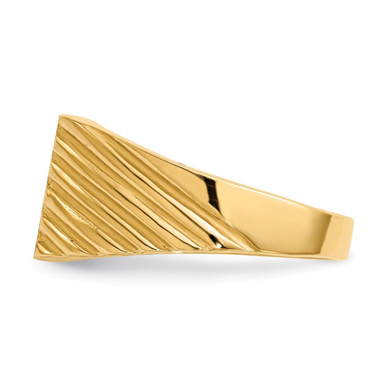 Gold Polished Grooved Closed Back Signet Ring