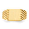 Gold Polished Grooved Closed Back Signet Ring
