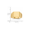 Gold Polished Grooved Closed Back Signet Ring