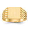 Gold Polished Grooved Closed Back Signet Ring