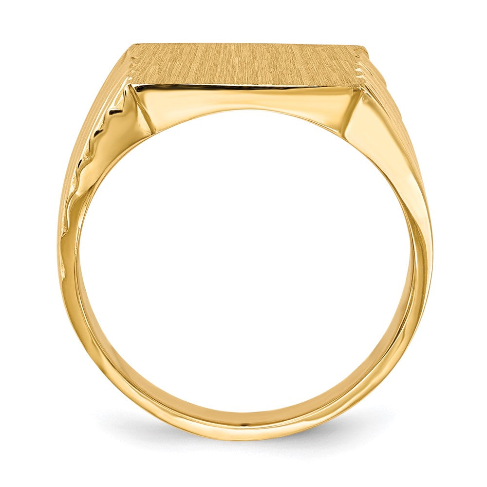 Gold Polished Grooved Closed Back Signet Ring
