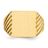 Gold Polished Grooved Closed Back Signet Ring