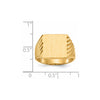 Gold Polished Grooved Closed Back Signet Ring