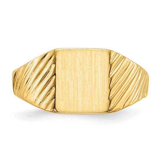 10k 8.5x7.0mm Rectangle Size 4 Open Back Baby / Childs Signet Ring
