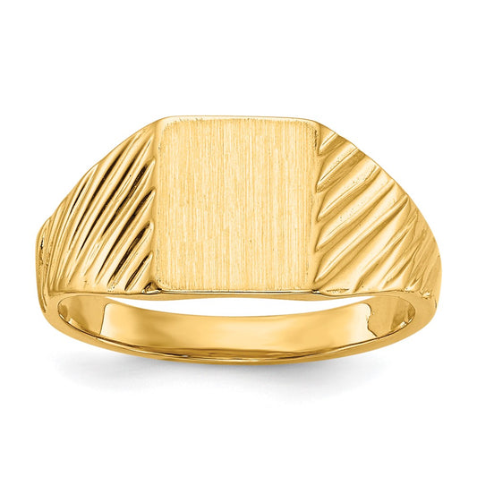 10k 8.5x7.0mm Rectangle Size 4 Open Back Baby / Childs Signet Ring