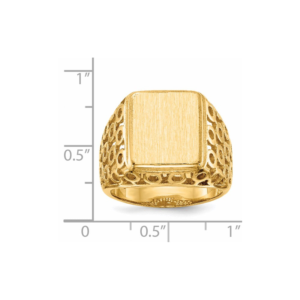 14k 11.5 x 13.5mm Open Back Mens Signet Ring