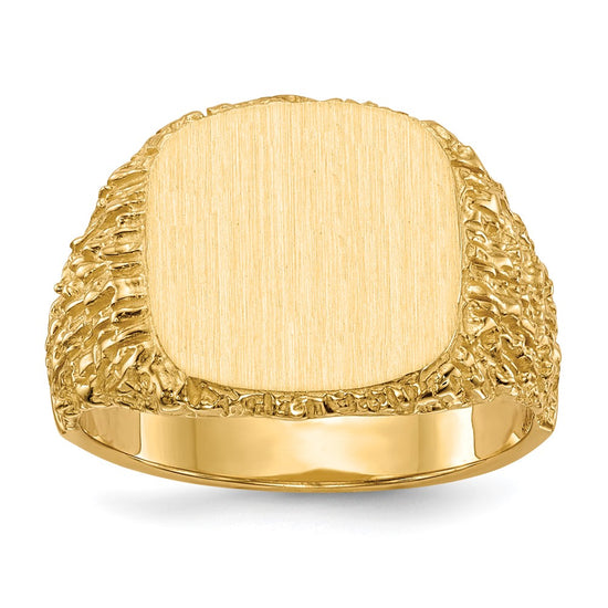 14k 13.5x13.5mm Closed Back Mens Signet Ring