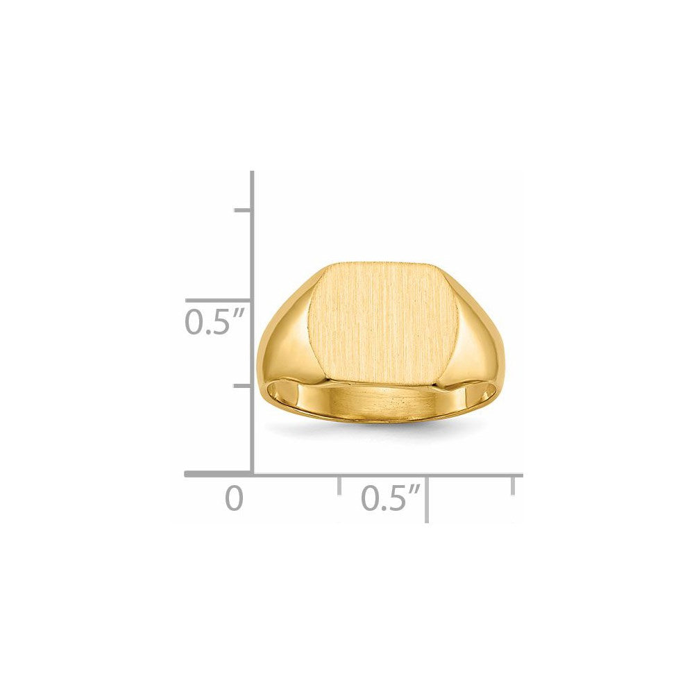 14k 12.0x10.5mm Closed Back Signet Ring