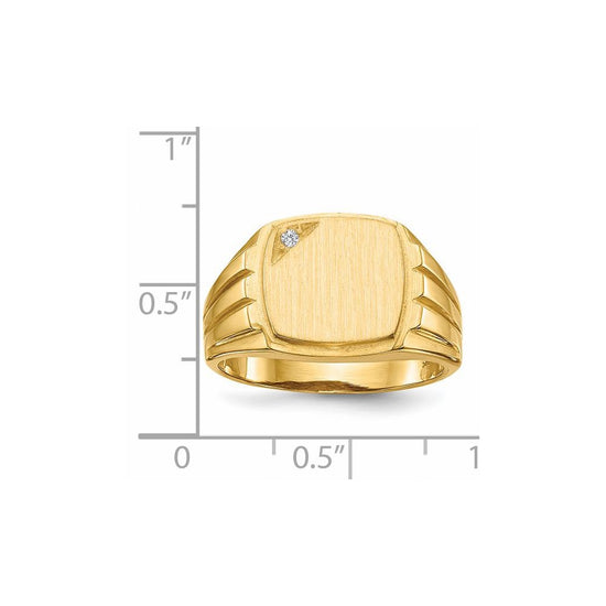 Gold Polished Diamond Signet Ring