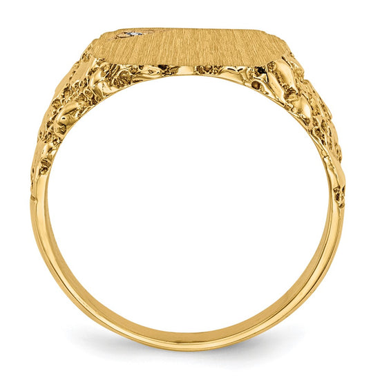 Gold Polished Diamond Nugget Signet Ring