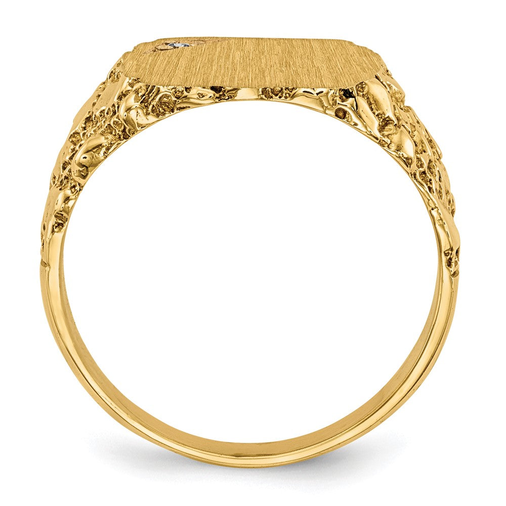 Gold Polished Diamond Nugget Signet Ring