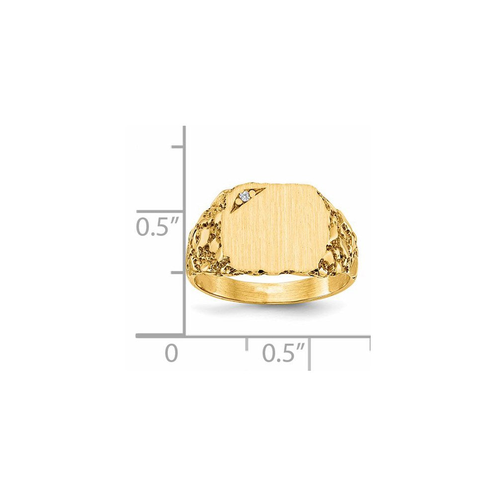 Gold Polished Diamond Nugget Signet Ring
