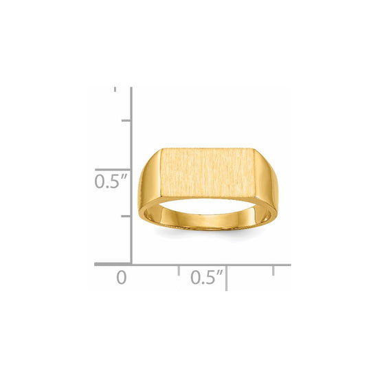 Gold Polished Rectangle Closed Back Signet Ring