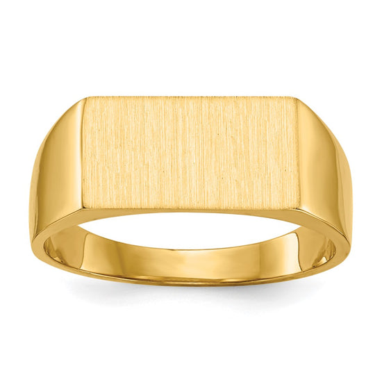 Gold Polished Rectangle Closed Back Signet Ring