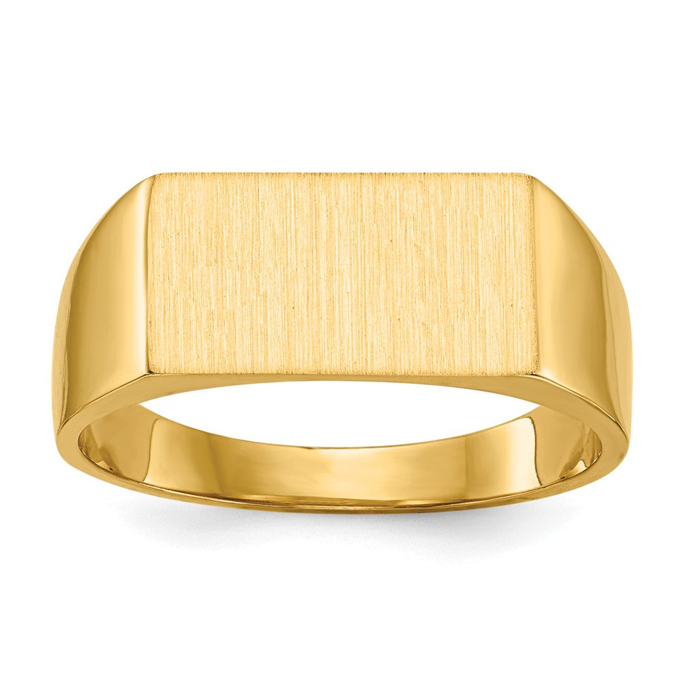 Gold Polished Rectangle Closed Back Signet Ring