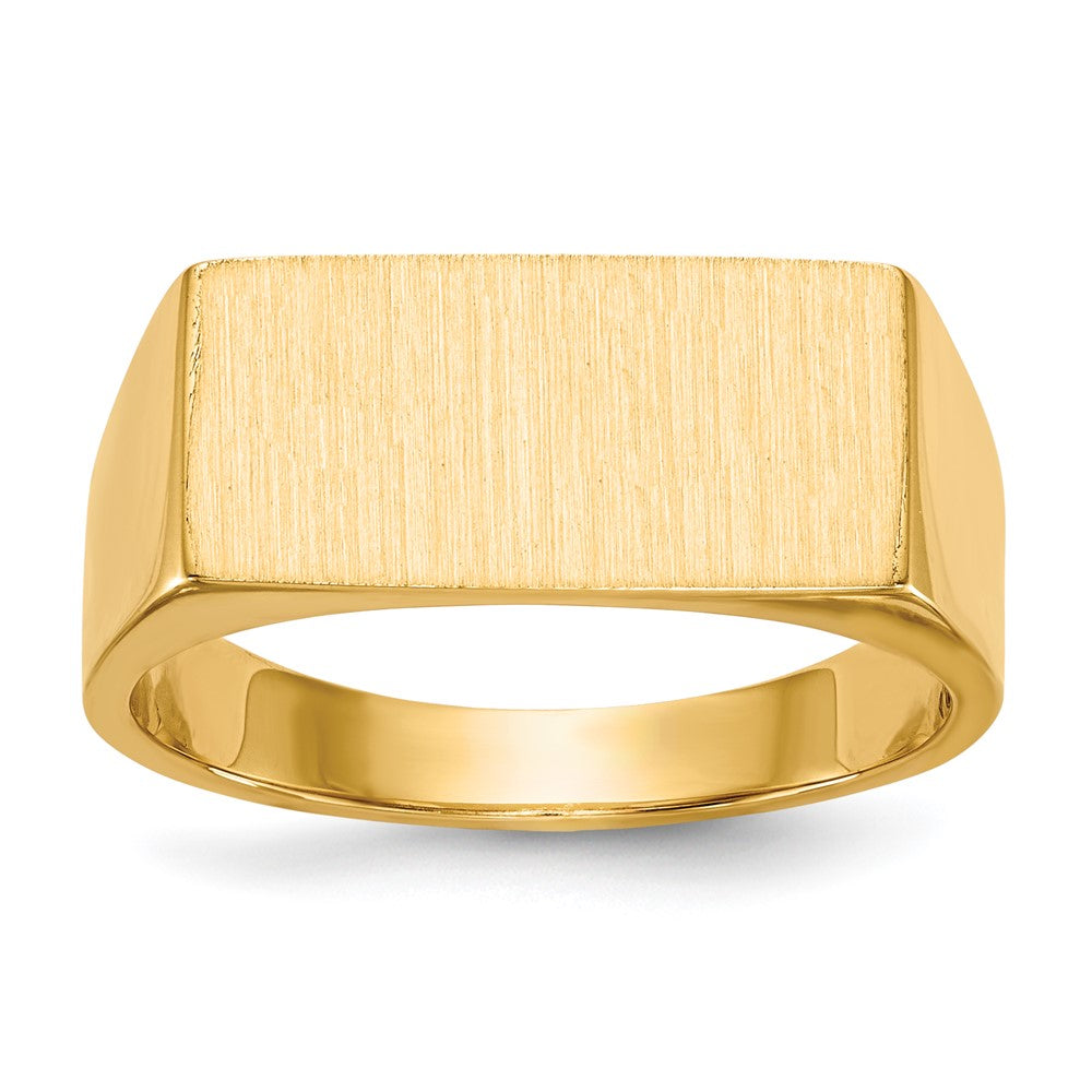 Gold Polished Rectangle Closed Back Signet Ring