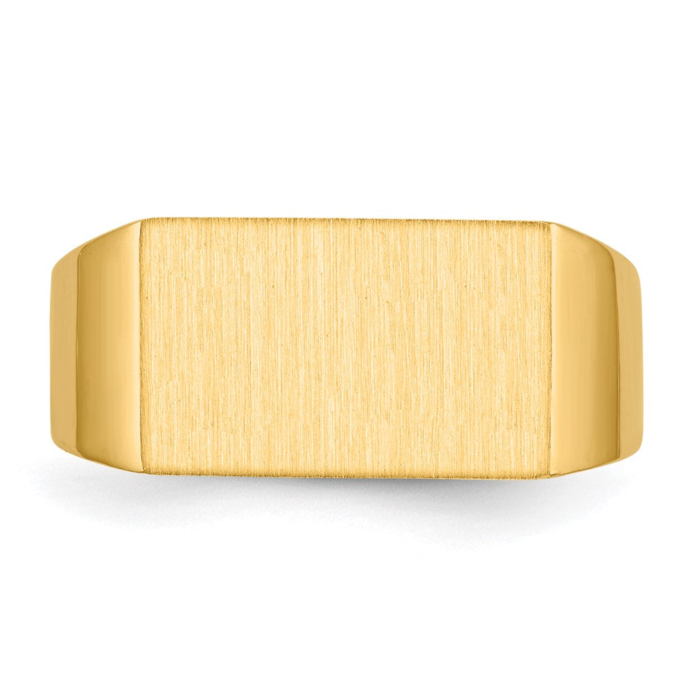 Gold Polished Rectangle Closed Back Signet Ring