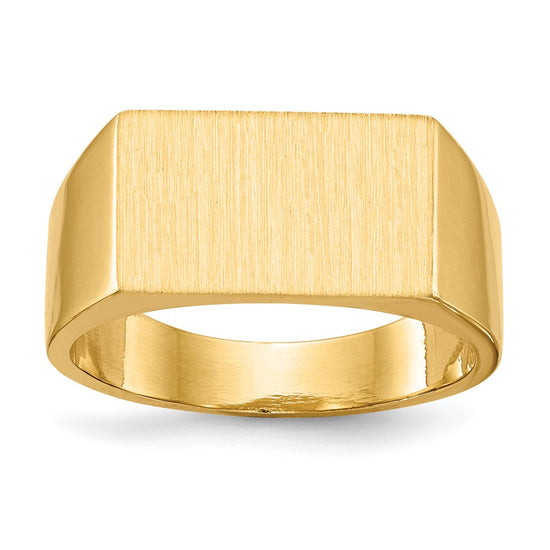 Gold Polished Rectangle Closed Back Signet Ring