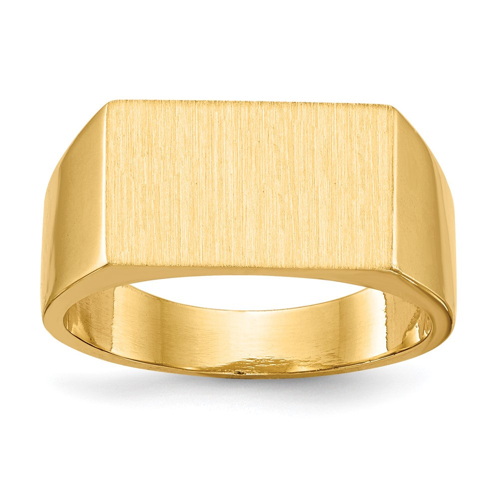 Gold Polished Rectangle Closed Back Signet Ring