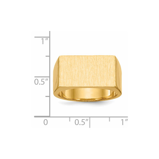 Gold Polished Rectangle Closed Back Signet Ring