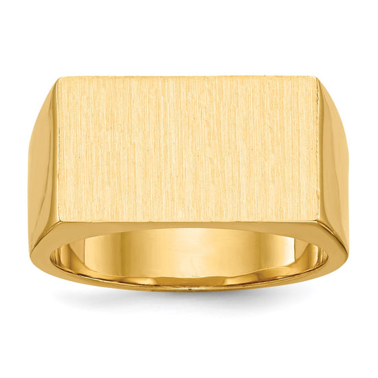 Gold Polished Rectangle Closed Back Signet Ring