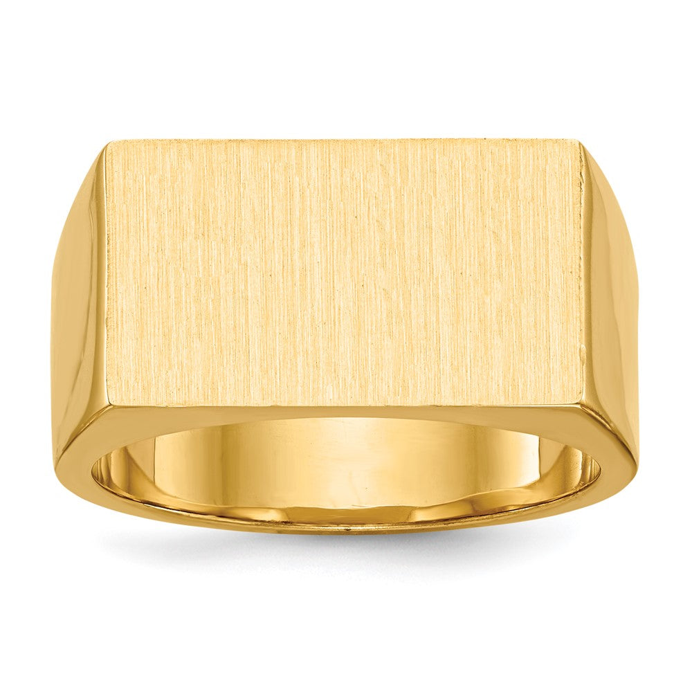 Gold Polished Rectangle Closed Back Signet Ring