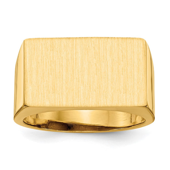 Gold Polished Rectangle Open Back Signet Ring