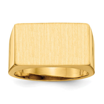 Gold Polished Rectangle Open Back Signet Ring