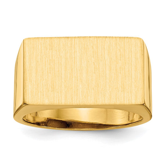 Gold Polished Rectangle Open Back Signet Ring