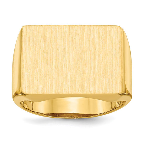 Gold Polished Rectangle Open Back Signet Ring