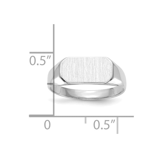 14k White 6.5x12.0mm Closed Back Children's Signet Ring