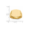 14k 16.5x15.0mm Closed Back Mens Signet Ring