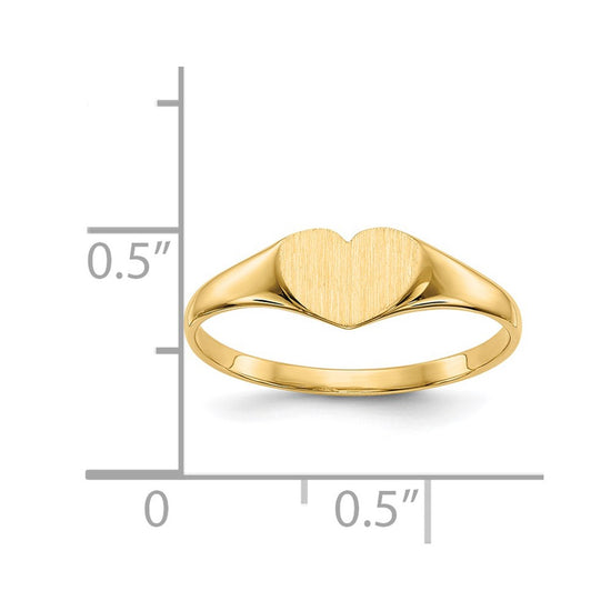 Gold Polished Heart Closed Back Signet Ring
