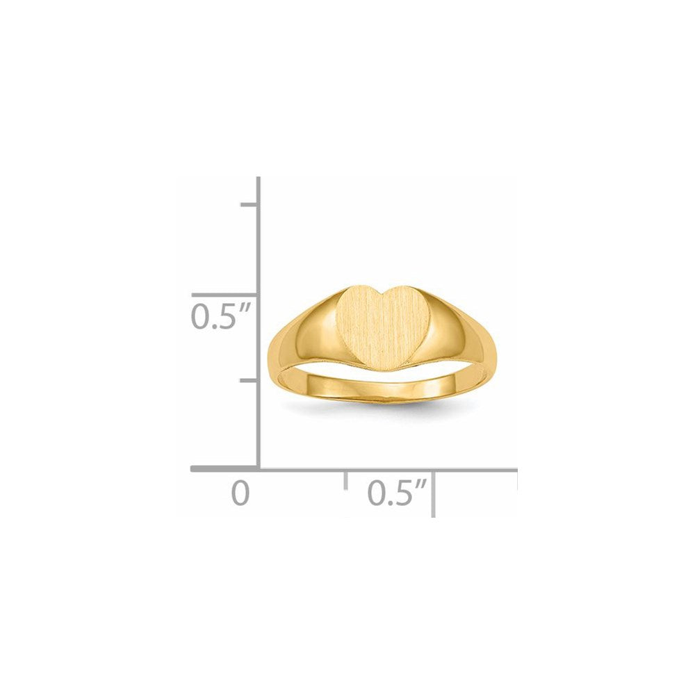 Gold Polished Heart Closed Back Signet Ring