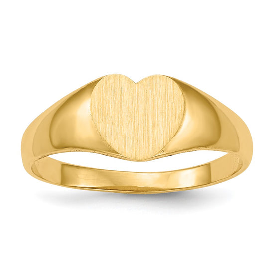 Gold Polished Heart Closed Back Signet Ring