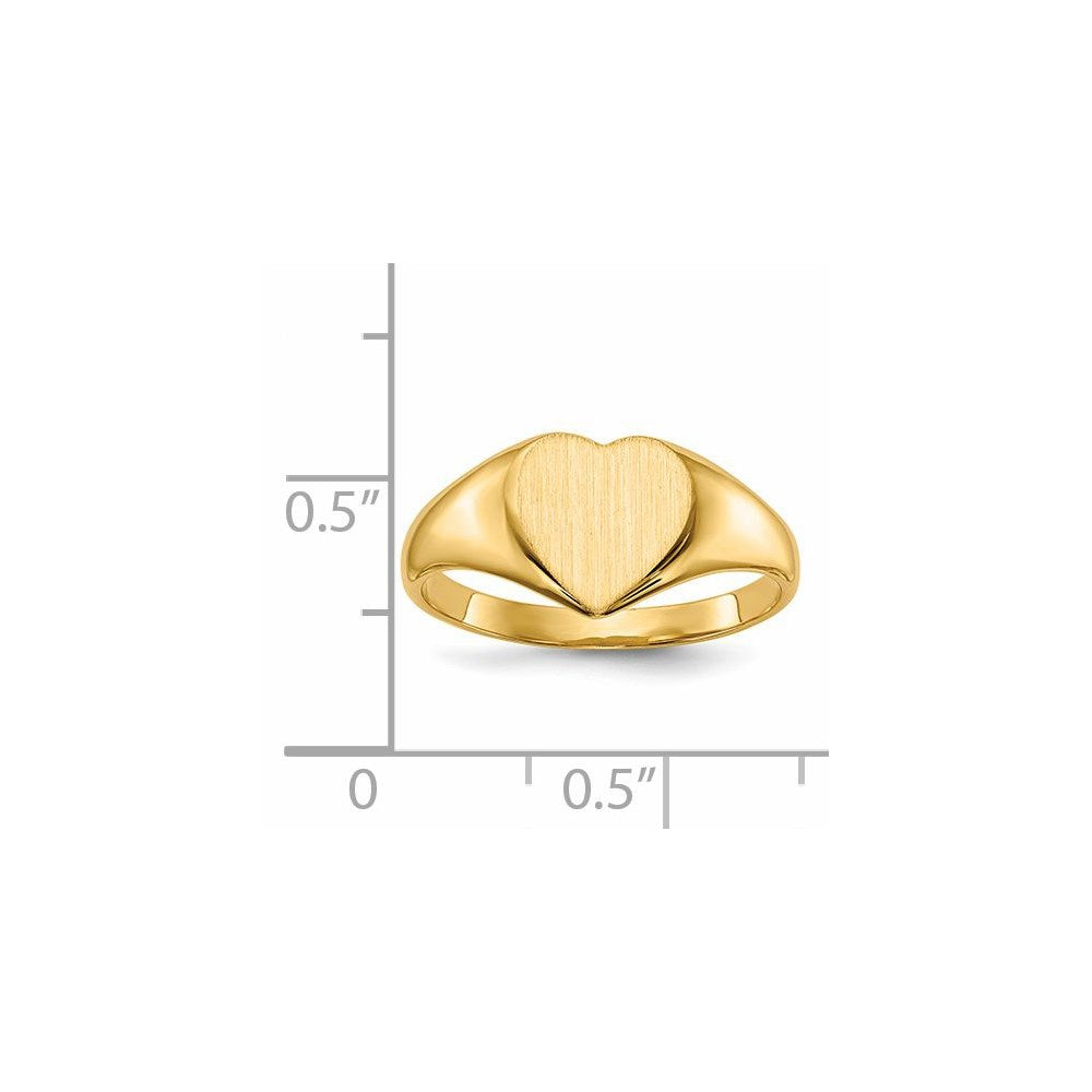 Gold Polished Heart Closed Back Signet Ring