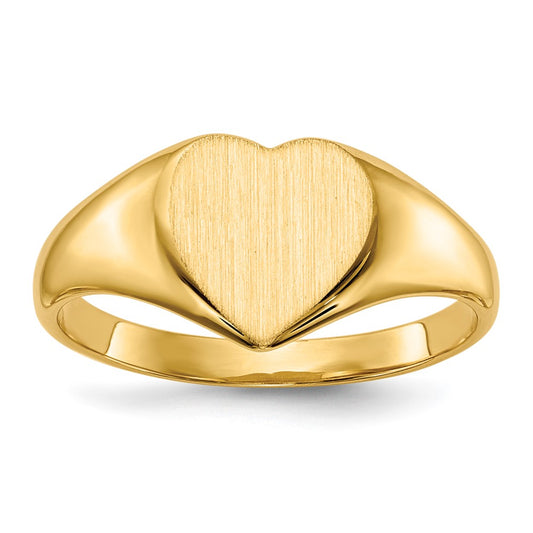 Gold Polished Heart Closed Back Signet Ring