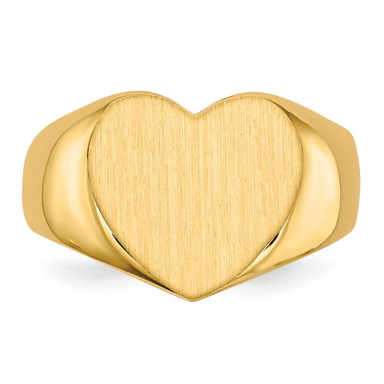 Gold Polished Heart Closed Back Signet Ring