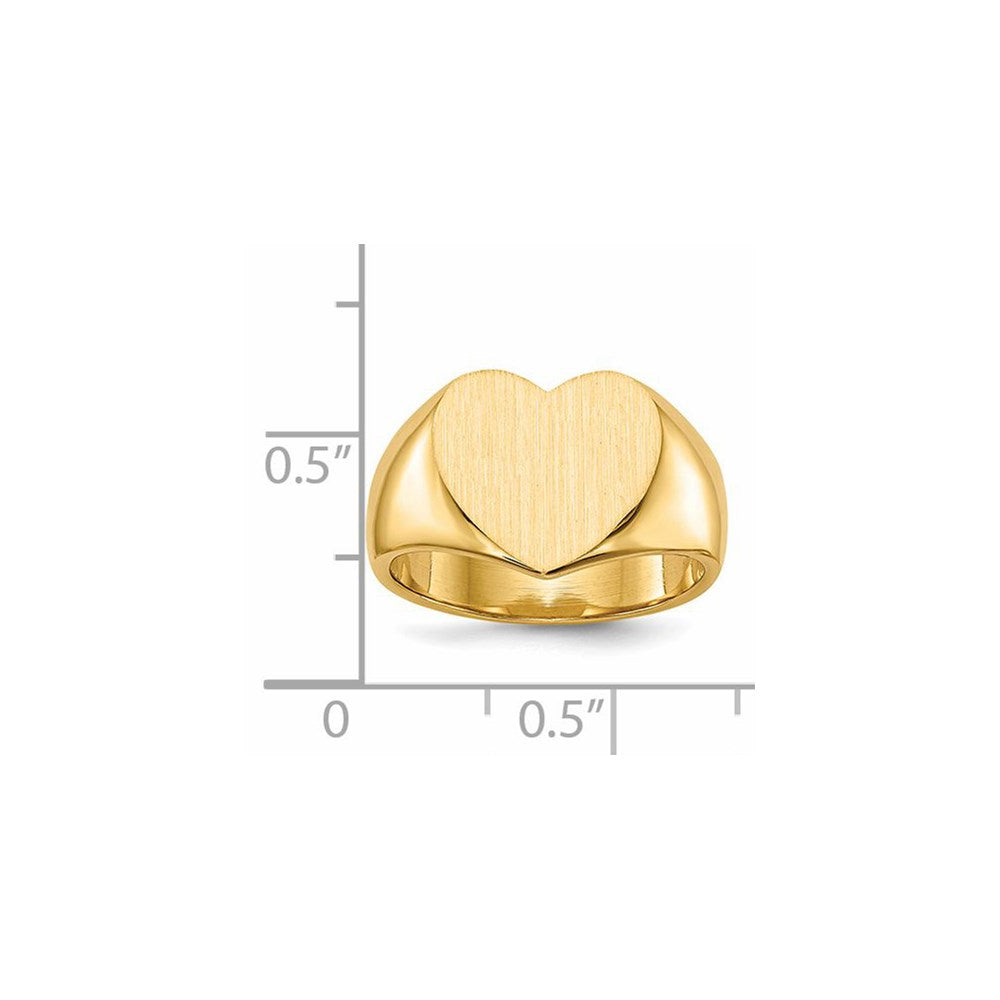 Gold Polished Heart Closed Back Signet Ring