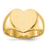Gold Polished Heart Closed Back Signet Ring