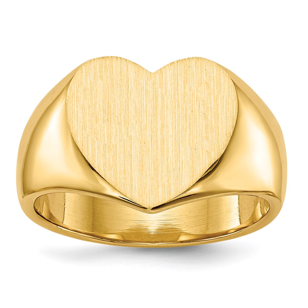 Gold Polished Heart Closed Back Signet Ring